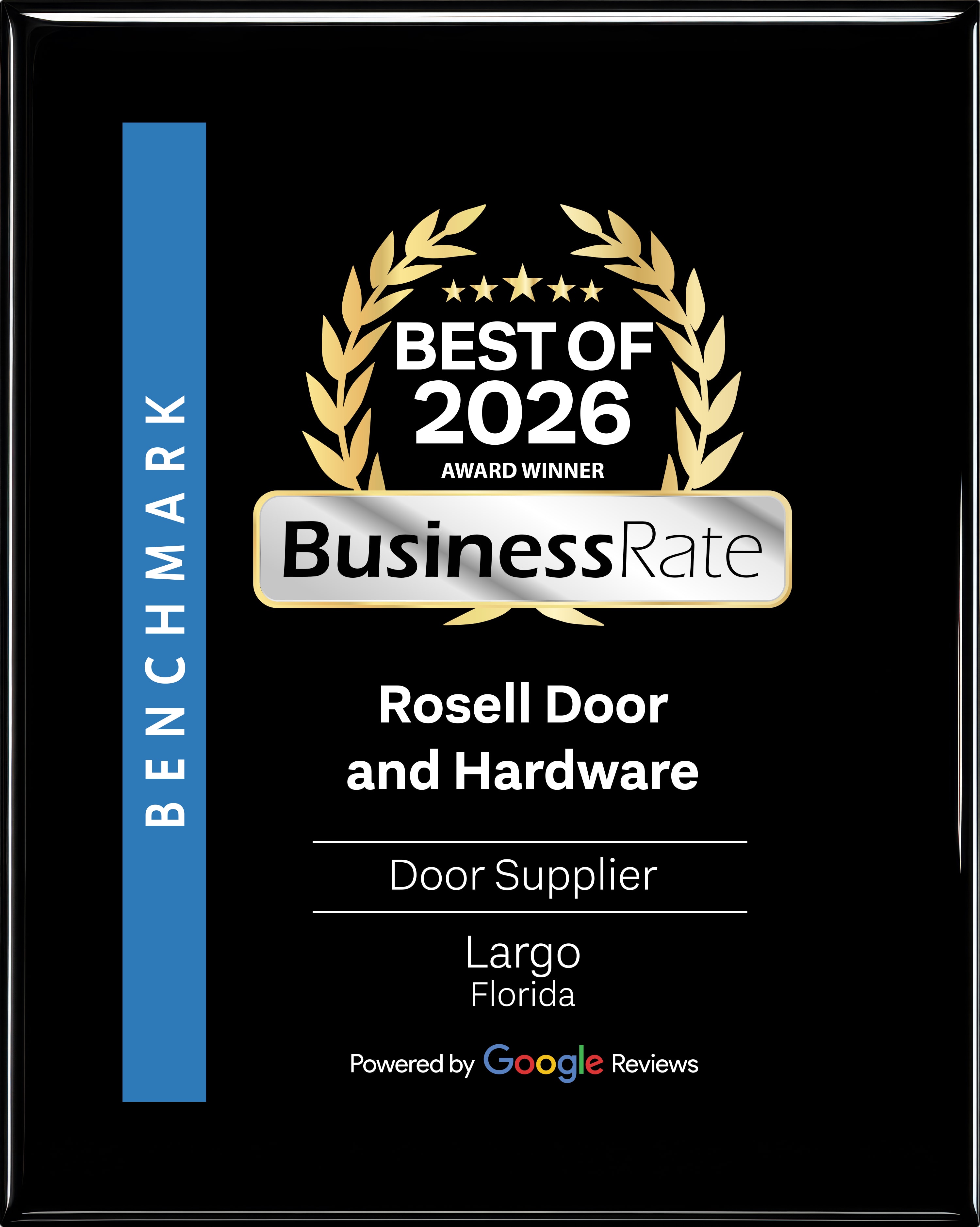 BusinessRate Best of 2026 Award Winner — Rosell Door and Hardware, Largo Florida